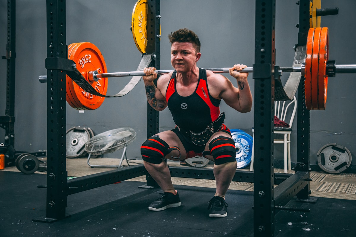 Man performing strength training exercise